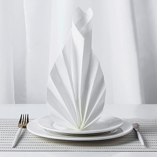 MORGIANA 50PCS Line Feel Paper Napkins, Linen Feel Napkins, White Disposable Napkins, Linen Feel Napkins Disposable for Wedding, Party, Birthday, Dinner, Halloween, Thanksgiving, Christmas(40 x 40)