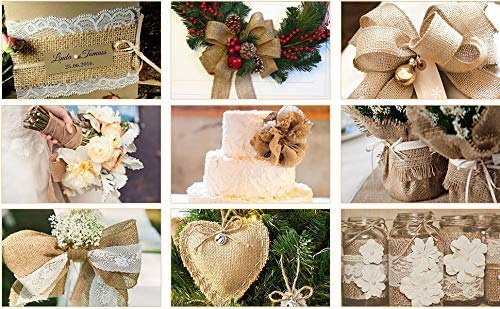 G2PLUS 8CM Jute Burlap Ribbon - 10M Rustic Hessian Ribbon - Craft Jute Band for Decorating Wedding Gifts and Christmas Wreaths Project