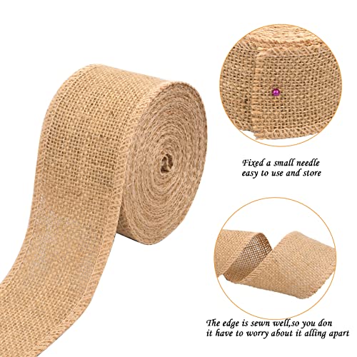 10M*6CM Burlap Ribbon Jute, Natural Ribbon Roll, Jute Burlap Craft Ribbon, Craft Jute Linen Ribbon for Gift Wrapping Decoration Wedding Christmas Parties Table