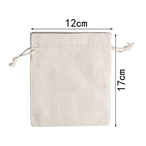 12Pcs Burlap Bags, Hessian Bags 12x17cm(4.72 x 6.7inch) Reusable Fabric Bags Small Canvas Drawstring Bags Cotton Muslin Bags Vintage Mesh Jewellery Favour Bags for Wedding Party Valentine's Christmas