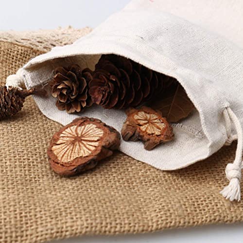 12Pcs Burlap Bags, Hessian Bags 12x17cm(4.72 x 6.7inch) Reusable Fabric Bags Small Canvas Drawstring Bags Cotton Muslin Bags Vintage Mesh Jewellery Favour Bags for Wedding Party Valentine's Christmas