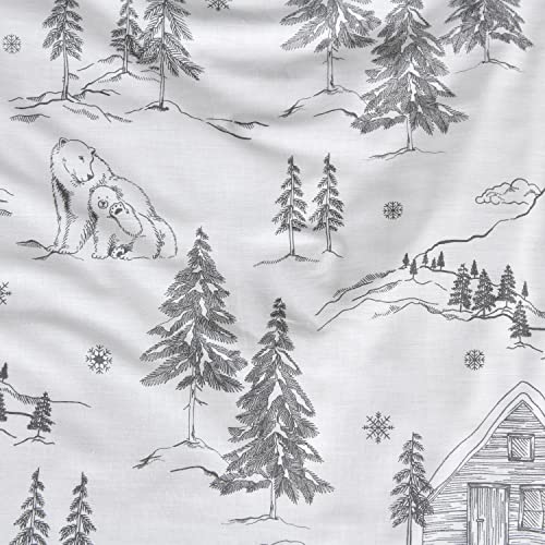 Sleepdown Polar Bears Winter Scene Snowflake White Grey Reversible Duvet Cover Quilt Bedding Set with Pillowcase Soft Easy Care Bed Linen - Single (135cm x 200cm)