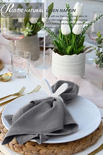12 Pack Linen Cotton Napkins 40 x 40 cm Dinner Cloth Napkins Cotton Linen Blend Fabric Napkins Washable Reusable Linen Flax Table Napkins for Wedding Dinner Hotel Parties Christmas (Grey)