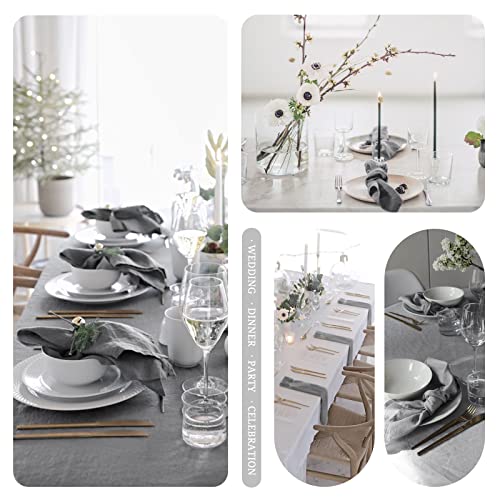 12 Pack Linen Cotton Napkins 40 x 40 cm Dinner Cloth Napkins Cotton Linen Blend Fabric Napkins Washable Reusable Linen Flax Table Napkins for Wedding Dinner Hotel Parties Christmas (Grey)
