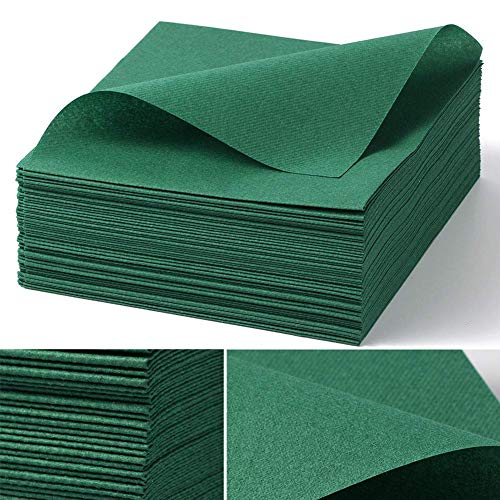 LEKOCH 50 PCS Dark Green Luxury Large Disposable Paper Napkins, Linen Feel Wedding Napkins, Christmas Napkins