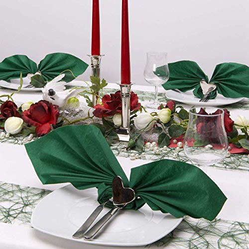 LEKOCH 50 PCS Dark Green Luxury Large Disposable Paper Napkins, Linen Feel Wedding Napkins, Christmas Napkins
