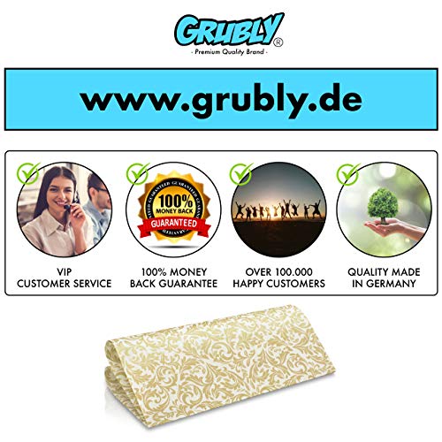 GRUBly Napkins GOLD | Ornamental cloth-like party serviettes | Perfect for Special Occasions; Dinner, Wedding, Birthday, BBQ | Eco Friendly Napkins | AIRLAID QUALITY | 40 x 40cm | Pack of 50