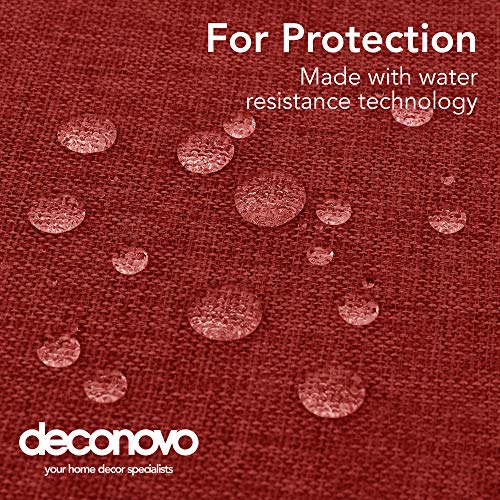 Deconovo Christmas Table Cloth 54x79in(137x200cm) Faux Linen Water Resistant Tablecloth Rectangular Table Cloth for Wedding Red