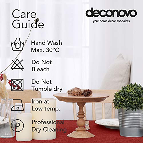 Deconovo Christmas Table Cloth 54x79in(137x200cm) Faux Linen Water Resistant Tablecloth Rectangular Table Cloth for Wedding Red