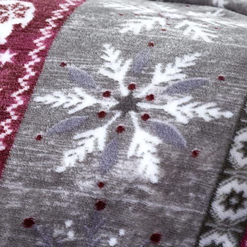 Happy Linen Company Nordic Scandi Hygge Winter Warm Burgundy Large Faux Fur Sherpa Fleece Throw