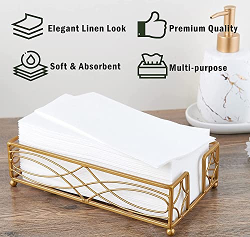 DADAWU Disposable Guest Towels,Linen Feel Napkins,Cloth-Like Decoration Serviettes,Hand Paper Towels for Wedding, Party, Birthday, Dinner Christmas, 12"x17", Pack of 100