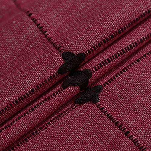 LUCKYHOUSEHOME Christmas Wine Red Cotton Linen Lattice Small Square Tablecloth Embroidery Tassel Table Cover for Home Dinning Tabletop 24x24 Inch(60x60cm)