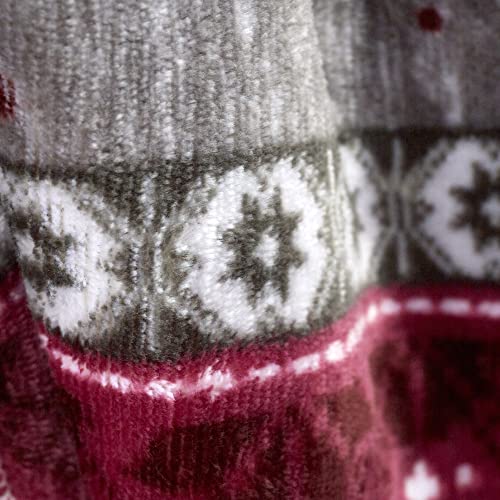 Happy Linen Company Nordic Scandi Hygge Winter Warm Burgundy Large Faux Fur Sherpa Fleece Throw