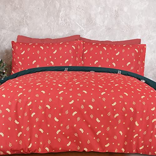 Sleepdown Xmas Nutcracker Green Wine Festive Reversible Duvet Cover Quilt Bedding Set with Pillowcase Soft Easy Care Bed Linen - Single (135cm x 200cm)