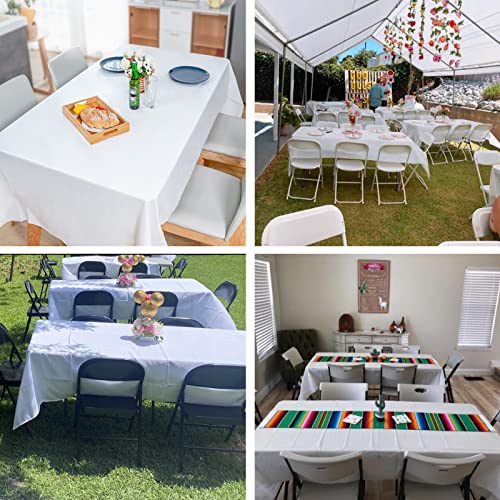 Yilakla New Upgrade White Table Cloth Party 6 Pack,137 x 274cm Plastic Birthday Table Cover Disposable,Waterproof Tablecloth for Christmas Wedding New Year Home Garden Party Table Decoration Supply