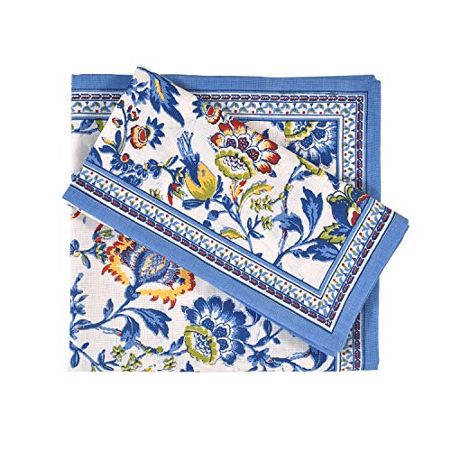 Cloth Napkins Set of 12 Cotton Linen Blend Printed Dinner Napkins Perfect for Parties Dinners Weddings Cocktail Christmas Napkins Cloth (Blue Floral)