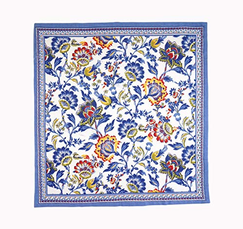 Cloth Napkins Set of 12 Cotton Linen Blend Printed Dinner Napkins Perfect for Parties Dinners Weddings Cocktail Christmas Napkins Cloth (Blue Floral)