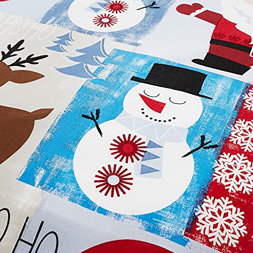 Happy Linen Company Boys Girls Kids Christmas Santa Patchwork Blue Single Reversible Duvet Cover Bedding Set