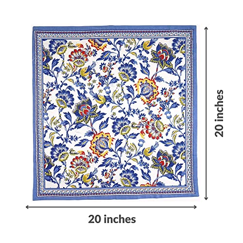 Cloth Napkins Set of 12 Cotton Linen Blend Printed Dinner Napkins Perfect for Parties Dinners Weddings Cocktail Christmas Napkins Cloth (Blue Floral)