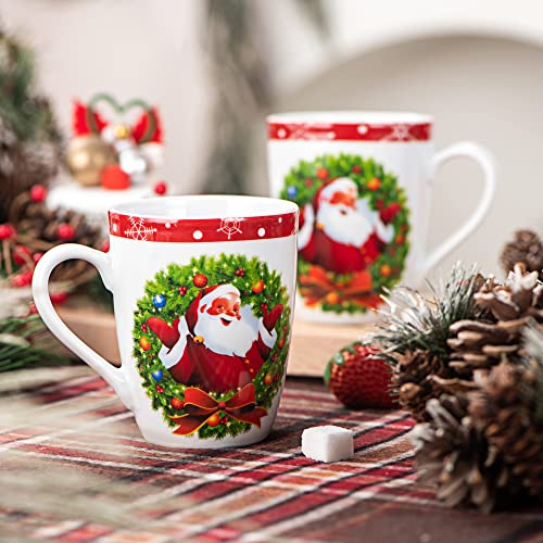 VEWEET, Series SANTACLAUS, 6-Piece Mugs Set Porcelain Mug Set,Tea Coffee Mugs Cups, Service for 6 Person Christmas