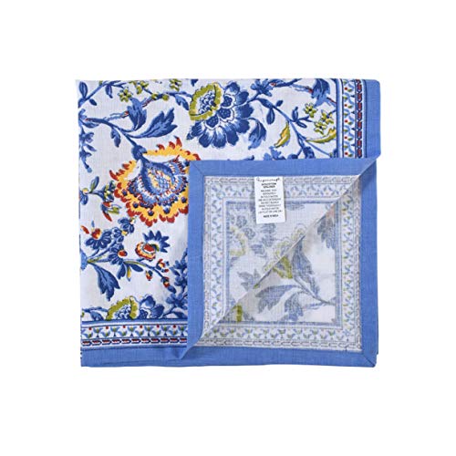 Cloth Napkins Set of 12 Cotton Linen Blend Printed Dinner Napkins Perfect for Parties Dinners Weddings Cocktail Christmas Napkins Cloth (Blue Floral)