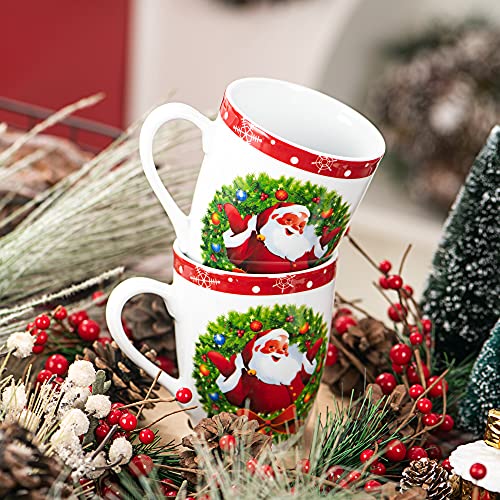VEWEET, Series SANTACLAUS, 6-Piece Mugs Set Porcelain Mug Set,Tea Coffee Mugs Cups, Service for 6 Person Christmas