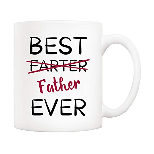 5Aup Fathers Day Christmas Gifts Funny Dad Coffee Mug from Daughter Son, Best Father Ever Cups 11 Oz, Unique Birthday and Holiday Gifts for Dad Father