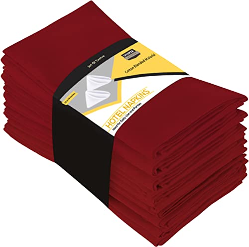 Utopia Kitchen Cloth Napkins [12 Pack, Red] 46x46 cm Cotton Blend Washable and Reusable Table Dinner Napkins for Hotel, Lunch, Restaurant, Weddings, Event and Parties