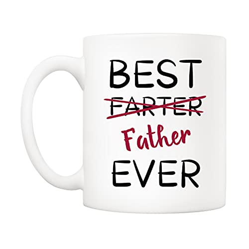 5Aup Fathers Day Christmas Gifts Funny Dad Coffee Mug from Daughter Son, Best Father Ever Cups 11 Oz, Unique Birthday and Holiday Gifts for Dad Father