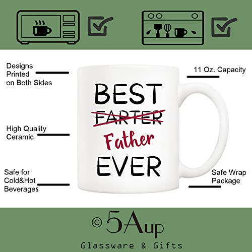 5Aup Fathers Day Christmas Gifts Funny Dad Coffee Mug from Daughter Son, Best Father Ever Cups 11 Oz, Unique Birthday and Holiday Gifts for Dad Father