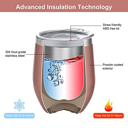 Stainless Steel Insulated Wine Tumbler with Lid, You are Awesome 12 Oz, Birthday/Thank You Gifts for Women, Best Friends, Employee, Coworker, Appreciation Gift, Rose Gold