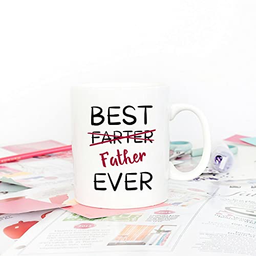 5Aup Fathers Day Christmas Gifts Funny Dad Coffee Mug from Daughter Son, Best Father Ever Cups 11 Oz, Unique Birthday and Holiday Gifts for Dad Father