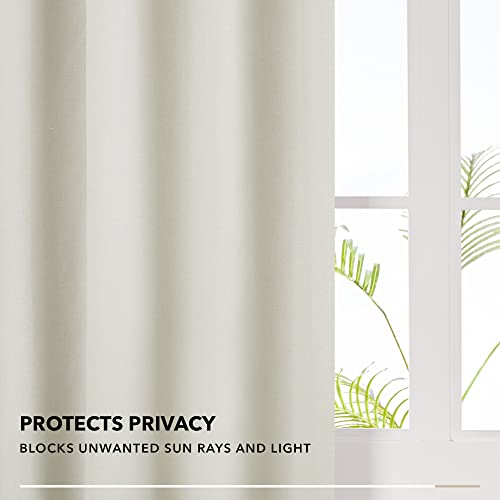 Deconovo Christmas Decorations Full Blackout Curtains Thermal Insulated Energy Efficiency Eyelet Bedroom Blackout Curtains with Coating Back Layer 52 x 90 Inch Light Cream 1 Pair