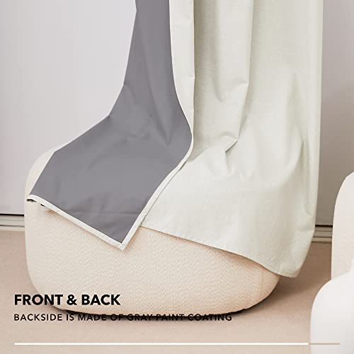 Deconovo Christmas Decorations Full Blackout Curtains Thermal Insulated Energy Efficiency Eyelet Bedroom Blackout Curtains with Coating Back Layer 52 x 90 Inch Light Cream 1 Pair