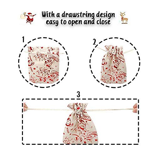 Feliciay 24 Pcs Drawstring Gift Bags Sacks Jute Jewelry Present Pouches Color Print Linen Burlap Bag Christmas Treat for Party Favors Bronzing Pouch Candy Goody Wrapper Birthday Favor Supplies