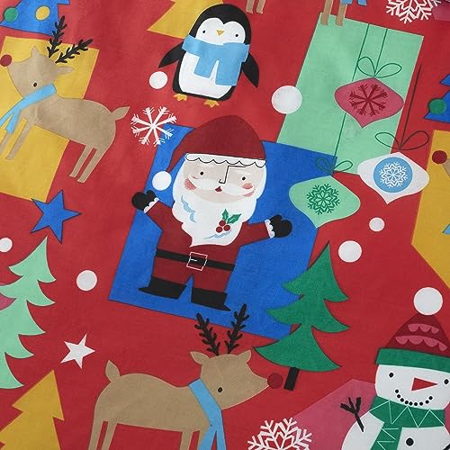 Happy Linen Company Girls Boys Kids Jolly Christmas Xmas Santa Red Single Reversible Soft Easy Care Bed Linen Duvet Cover Quilt Bedding Set With Pillow Case
