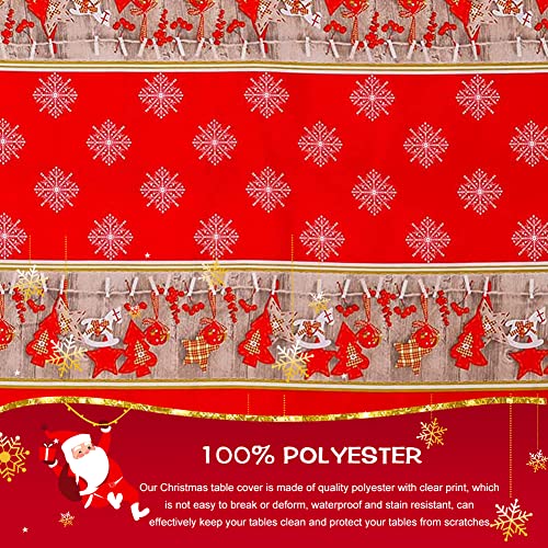 Christmas Table Cloth, Red Christmas Tablecloth Rectangular Party Table Cover Dining Tablecloths 180 x 150 cm Long, Large Washable Xmas Table Cloth and Runner for Christmas Dinner Table Decorations