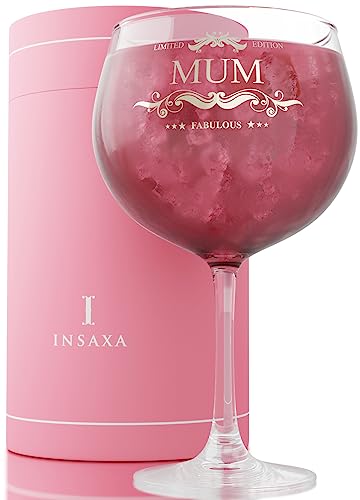 Insaxa Gifts for Mum Fabulous Mum Large Gin Balloon Glass (730ML) Mum Gifts Mum Christmas Gifts for Mum Presents for Mum Birthday Gifts Mothers Day Gifts