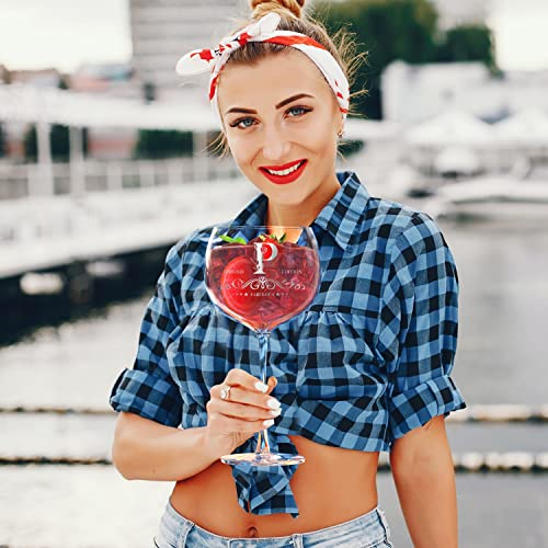 Gifts for Women Birthday, Unique Personalised Gin Glass Gifts for Women, 730ml Large Initial Gin Balloon Glass Cocktail Glass Gifts for Her, Christmas Gifts for Women, Mum, Friend, Sister (Letter P)