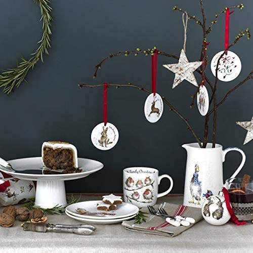 Portmeirion Home & Gifts WN4023-XG Wrendale 12 Days of Christmas Decorations, Bone China, Multi Coloured, 0.5 x 7 x 7 cm