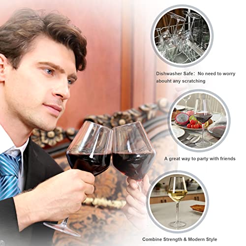 MICHLEY Unbreakable Large Wine Glass 100% Tritan-Plastic Shatterproof Wine Goblets for Camping and Daily Use 440 ml/15 oz Dishwasher Safe Glasses Set of 6