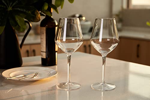MICHLEY Unbreakable Large Wine Glass 100% Tritan-Plastic Shatterproof Wine Goblets for Camping and Daily Use 440 ml/15 oz Dishwasher Safe Glasses Set of 6