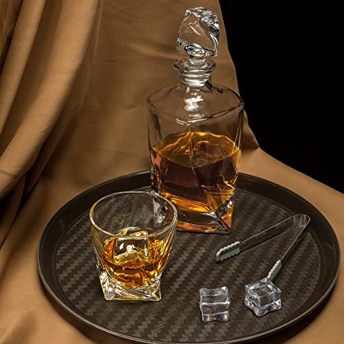 LANFULA Whisky Decanter and Glasses Set, 800 ml Non-Lead Crystal Decanter with 4 Glasses Tumblers, Gift for Christmas, Beautiful Gift Box