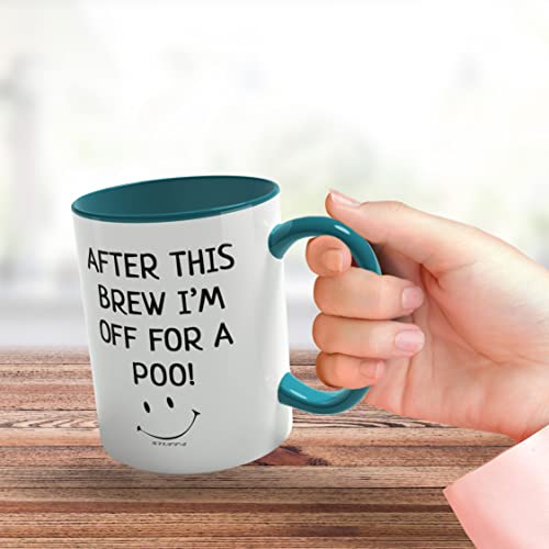 Stuff4 Funny Novelty Gifts for Men - After This Brew I'm Off for A Poo Mug - Silly Secret Santa Presents, Christmas Mugs for Adults, Birthday Poo Gift, 11oz Ceramic Premium Light Blue Mugs