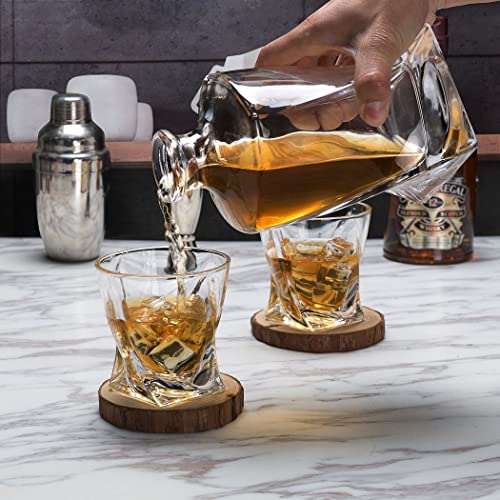 LANFULA Whisky Decanter and Glasses Set, 800 ml Non-Lead Crystal Decanter with 4 Glasses Tumblers, Gift for Christmas, Beautiful Gift Box