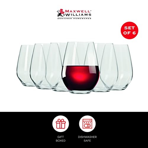 Maxwell & Williams Vino Stemless Red Wine Glasses Set of 6, 540ml, Gift Boxed
