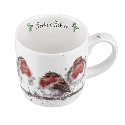 Portmeirion Wrendale Designs 'Rockin Robins' 0.3L Bone China Christmas Mug