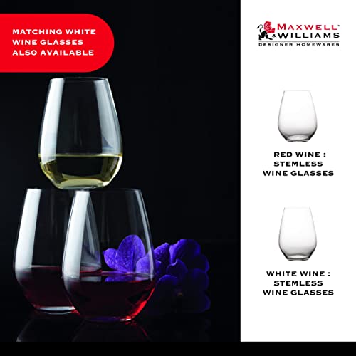 Maxwell & Williams Vino Stemless Red Wine Glasses Set of 6, 540ml, Gift Boxed