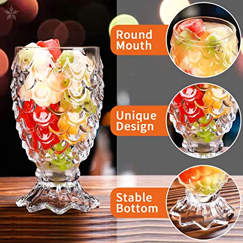 Juice Glasses Set of 6 Beverages Glass Cups 7 oz.Unique TiKi Glasses,Heavy Base Pineapple Cups,Creative Drinking Glasses for Home and Bar,Used for Juice,Water,Milk,Iced tea,Cocktails.Dishwasher safe.