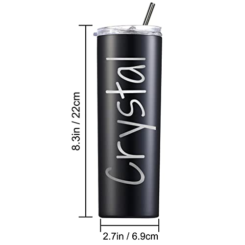 Personalised Tumbler with Straw Lid Custom Coffee Cup with Name Logo Personalised Insulated Tumblers for Hot Cold Drinks Birthday Christmas Valentine's Gifts for Women Her Him (Stainless Steel, 20oz)